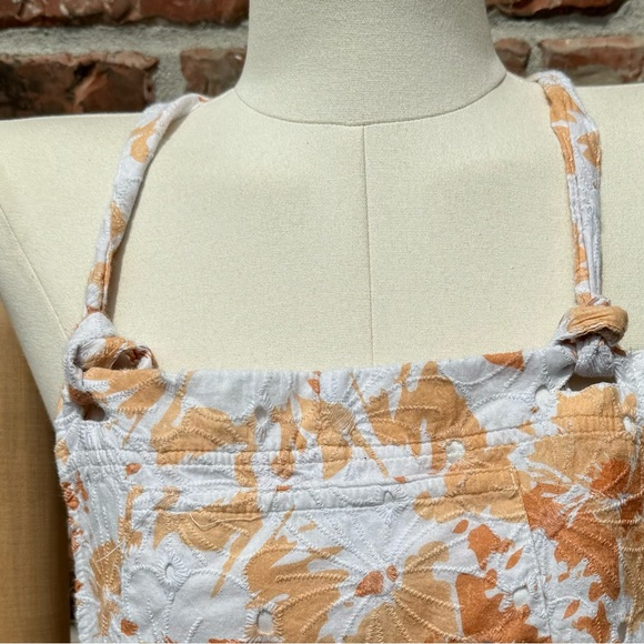 Pologram orange and white floral romper w/ eyelet lace / L / Excellent condition - Picture 6 of 12